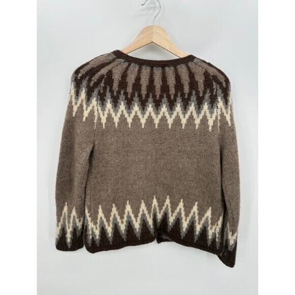 J. Jill Women Cardigan Sweater Wool Blend Alpine Nordic Knit Button Front SM PET - Picture 2 of 9